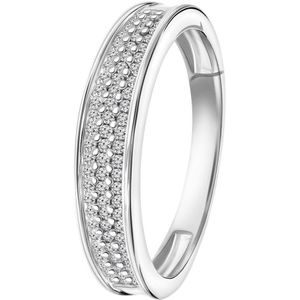 Lucardi Dames Ring met 75 diamanten 0,20CT - Ring - Cadeau voor vrouwen - 14 Karaat Goud - Witgoud