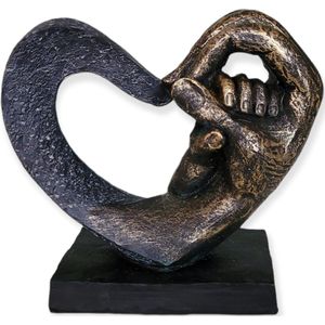 Gilde Handwerk Sculptuur Beeld Hands Of Love Polyresin Zwart Goud Grijs