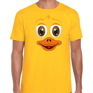 Bellatio Decorations dieren verkleed t-shirt heren - eend gezicht - carnavalskleding - geel XL