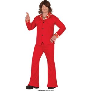 Guirca - Jaren 80 & 90 Kostuum - Disco Furie Richard Flash - Man - Rood - Maat 52-54 - Carnavalskleding - Verkleedkleding