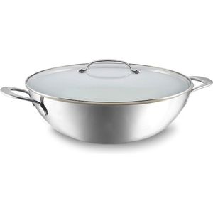 Habonne Avance Wok - 24 cm - Triply RVS - met glasdeksel