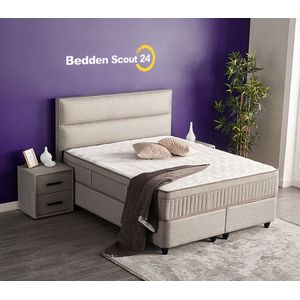 Boxspring bed met opbergruimte - 160x200 cm - Grijs - Opbergbed - Emma