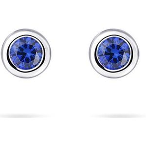 Gisser Jewels - Oorstekers E1001B - gerhodineerd sterling zilver - blauwe stenen in gladomzetting - 5mm