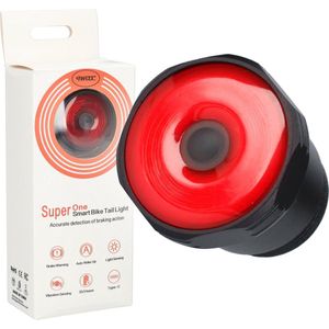 LED fietslamp - Achterlicht fiets - Compact fietslampje - Smart fietslicht - Rem waarschuwing - Licht sensor - Vibratie sensor - 33,5 uur per batterij - USB-C oplaadbaar - Zwart