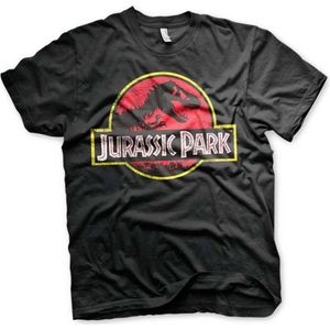 Jurassic Park Heren Tshirt -S- Distressed Logo Zwart