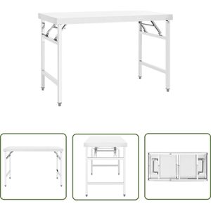 vidaXL Inklapbare Tafel - Keukenwerktafel - Keukenwerktafel inklapbaar 120x60x80 cm roestvrij staal - Roestvrijstalentafel - Horeca Tafels - Keukenapparatuur