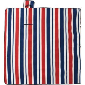 vidaXL - Picknickkleed - opvouwbaar - strepen - 200x200 - cm - fluweel - blauw - rood