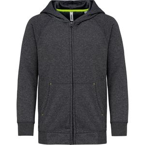 PROACT® Kinder fleece hoodie met rits PA386 - Dark Grey Heather - 8/10 years (8/10 ans)