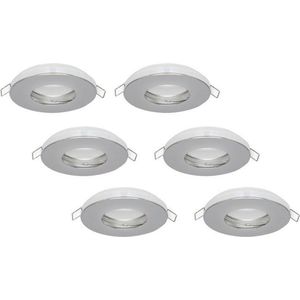 Inbouwspot, Rond, Waterdicht IP44, Chroom, GU10 Fitting, 6-Pack