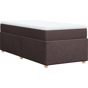 vidaXL - Boxspring - met - matras - stof - donkerbruin - 100x200 - cm