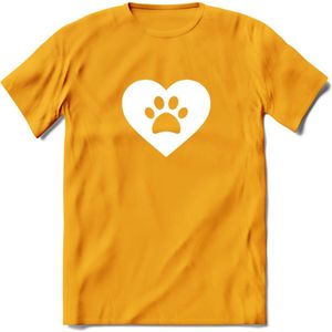 Cat Love Paw - Katten T-Shirt Kleding Cadeau | Dames - Heren - Unisex | Kat / Dieren shirt | Grappig Verjaardag kado | Tshirt Met Print | - Geel - XL