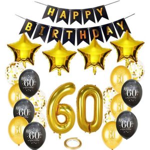 Joya Party® 60 jaar verjaardag feest pakket | Versiering Ballonnen voor feest 60 jaar | Zestig Verjaardag Versiering | Ballonnen slingers opblaasbare cijfers 60