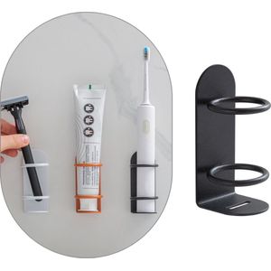 Elektrische tandenborstelhouder of Tandpasta houder - Zwart - Badkamer accessoire - Zonder boren - Geschikt voor Oral-B & Philips sonicare - Toothbrush holder