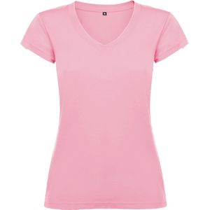 Dames V-hals getailleerd t-shirt model Victoria Zacht Roze maat XL
