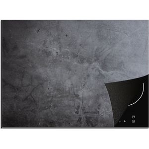 Inductie beschermer - Inductie plaat - Betonlook - Grijs - Structuur - Beton print - Industrieel - Afdekplaat voor kookplaat - 71x52 cm - Inductie mat - Kookplaat
