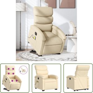 The Living Store Sta-op-massagestoel elektrisch verstelbaar stof crèmekleurig - Elektrische Stoel - Massagerstoel - Sta-op Stoel - Ergonomische Stoel - Lounge Stoel