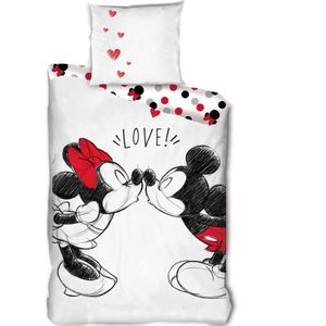 Disney Minnie Mouse Dekbedovertrek Love - Eenpersoons - 140  x 200 cm - Wit