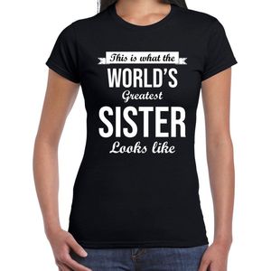 Worlds greatest sister cadeau t-shirt zwart voor dames - verjaardag / kado shirt voor zusjes / zussen XXL