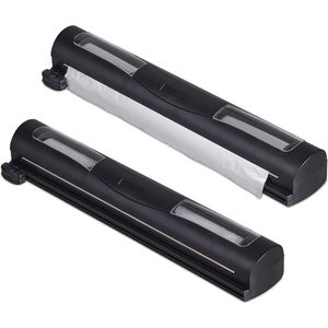 Foliesnijder set van 2 stuks - aluminium huishoudfolie - kijkvenster - gladde scheiding - foliedispenser - zwart - 5 x 37 x 8 cm