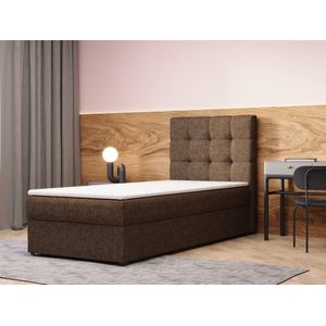 InspireME - Boxspring Bed 05 - Luxe en Comfort - Inclusief Topmatras - Verkrijgbaar in Meerdere Maten - Boxspringbed 05 (Bruin - Hugo 24, 90x200 cm)