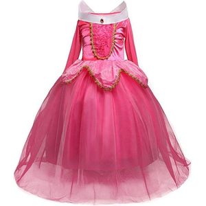 Prinses Doornroosje - Prinsessen jurk - Klassiek - Roze - Prinsessenjurk - Verkleedkleding - Feestjurk - Sprookjesjurk - Maat 134/140 (8/9 jaar)