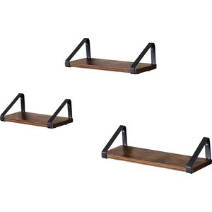 wandplank in industrieel ontwerp - zwevende plank - set van 3