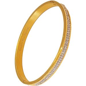 Tesoro Mio Michel - Stalen bangle - armband met strass - goudkleurig