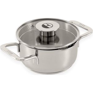 ELLE Gourmet Classique Kookpan met Deksel - Ø 16 cm - PFAS-vrije RVS Kookpot inductie - Geschikt voor alle warmtebronnen