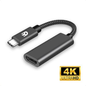 Drivv. USB C naar HDMI Adapter - Ondersteunt 4K 60Hz - Thunderbolt 3 - Nylon - Grijs