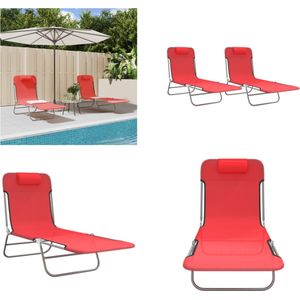 vidaXL - Ligbedden - 2 - st - inklapbaar - textileen - en - staal - rood