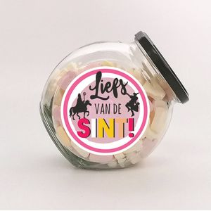 Snoeppot - ""Liefs van de Sint"" Sinterklaas cadeau - snoeppot gevuld met hartjes - Sinterklaas geschenk - snoepcadeau Sint