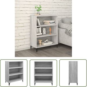 The Living Store Dressoir 69,5x32,5x90 cm bewerkt hout grijs sonoma eikenkleurig - Dressoir - Houten Dressoir - Grijze Dressoir - Vintage Dressoir - Salontafel