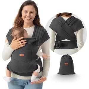 Draagdoek voor baby's, gemakkelijk te dragen, ergonomische M-positie met hoofdsteun, draagtas drager zonder te strikken, draagriem, kinderdrager