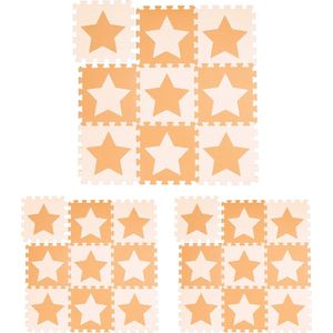 Relaxdays 27x speelmat foam sterren - puzzelmat - speelkleed - vloermat - oranje-beige