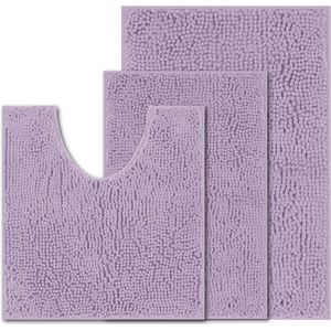 Inovra ® Ultrazachte en Antislip Badmat Set voor Badkamer en Toilet, 3 Stuks in Lavendel Paars