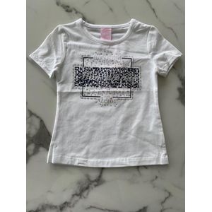 Meisjes shirt - T-shirt voor meisjes ""Bonjour Mon Amour"" in de kleur wit, verkrijgbaar in de maten 92/98 t/m 164/170