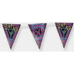 Paperdreams - Neon Party Vlaggen - Sarah 50 Jaar (10 m)