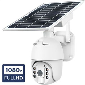 Outdoor Dome - Draadloze beveiligingscamera voor buiten op zonne-energie - incl. Zonnepaneel - Solar Powered Smart Alarm PTZ Security Camera - Wit
