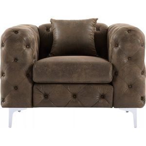 Vente-unique Chesterfieldfauteuil van microvezel met verouderd leereffect EDWINA
