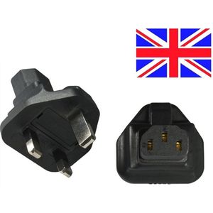 Stroom adapter C13 (v) - Britse (type G) stekker (m) / zwart