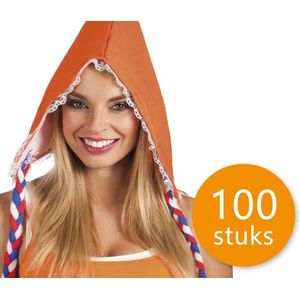 Pakket met 100 stuks Oranje Boerinnenkapje | Oranje Feestartikelen | Feestkleding EK/WK Voetbal