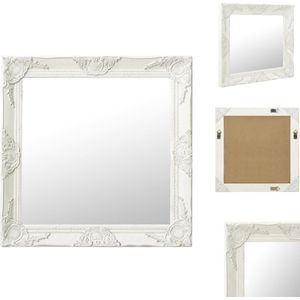 vidaXL Wandspiegel Barok - Vierkant 60x60 cm - Wit - Spiegel