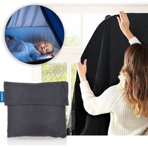 LUVION® Portable Blackout Curtain - All Black - Verduisteringsgordijn met zuignappen - Geschikt voor alle ramen tot maximaal 130x200cm
