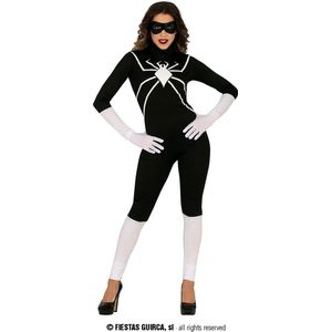 Guirca - Spiderwoman & Spidergirl Kostuum - Heldin Dark Spiderlady - Vrouw - Zwart / Wit - Maat 38-40 - Halloween - Verkleedkleding
