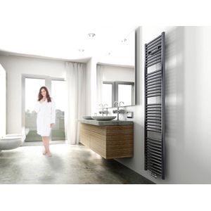 Saqu Calm Handdoekradiator - 830W - 1817x45 cm - Mat Antraciet - Verwarming Badkamer - Handdoekrek Radiator