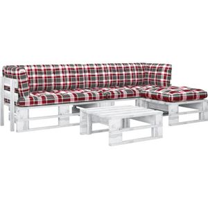 The Living Store Pallet Loungeset - Tuinmeubelen - 60 x 60 x 25 cm - Grenenhout - Inclusief kussens