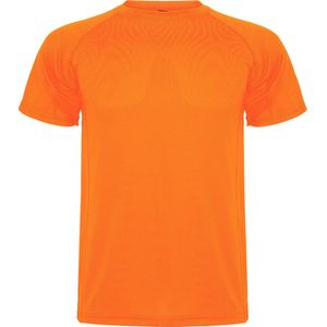 Fluor Oranje kinder unisex sportshirt korte mouwen MonteCarlo merk Roly 16 jaar 164-176