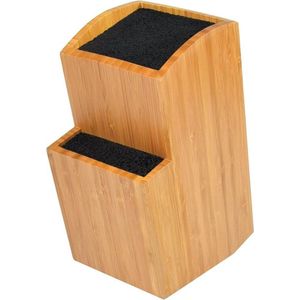 Universal Bamboo Messenblok Extra Groot - Tweelaagse Houten Messenstandaard Zonder Gleuven - Organiser en Houder Voor Grote en Kleine Messen en Keukengerei