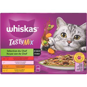 4x Whiskas Tasty Mix Adult Keuze van de Chef in Saus Multipack 12 x 85 gr
