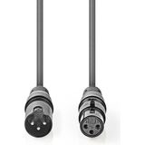 Nedis DMX-Adapterkabel - XLR 3-Pins Male - XLR 3-Pins Female - Vernikkeld - 20.0 m - Rond - PVC - Donkergrijs - Gift Box